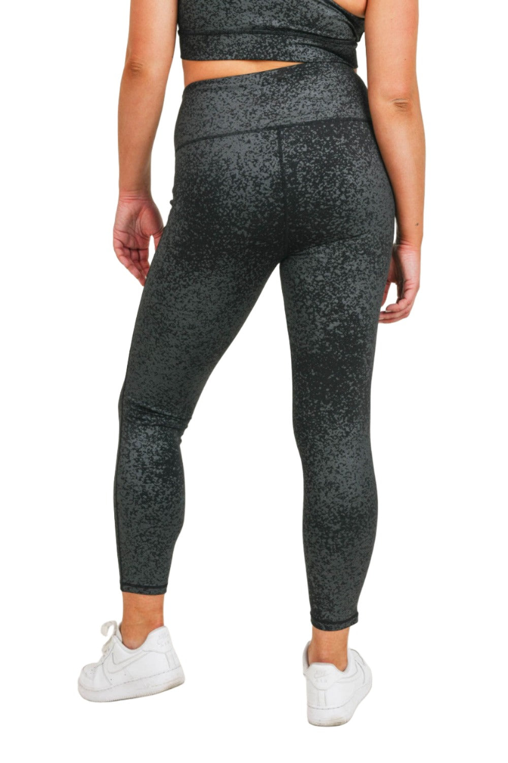 Mono B Flake Foil High-Waist Leggings APH3103 Plus - Foil Print - Back View