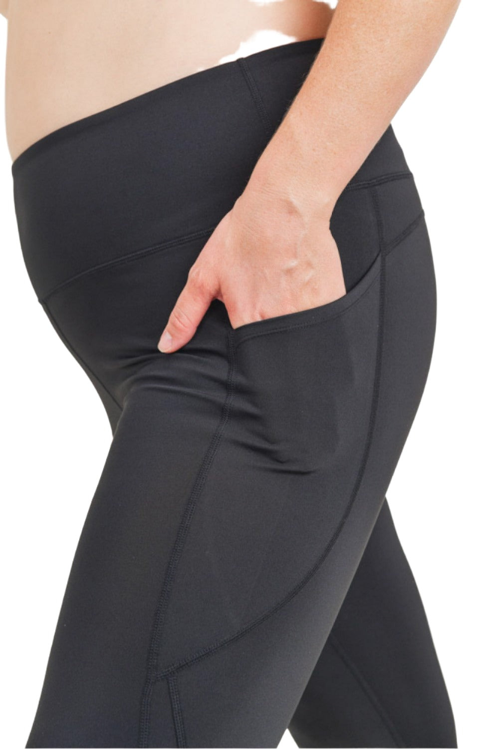 Mono B Essential High Waist Panel Leggings APH3121 And Plus - Black - Rear View