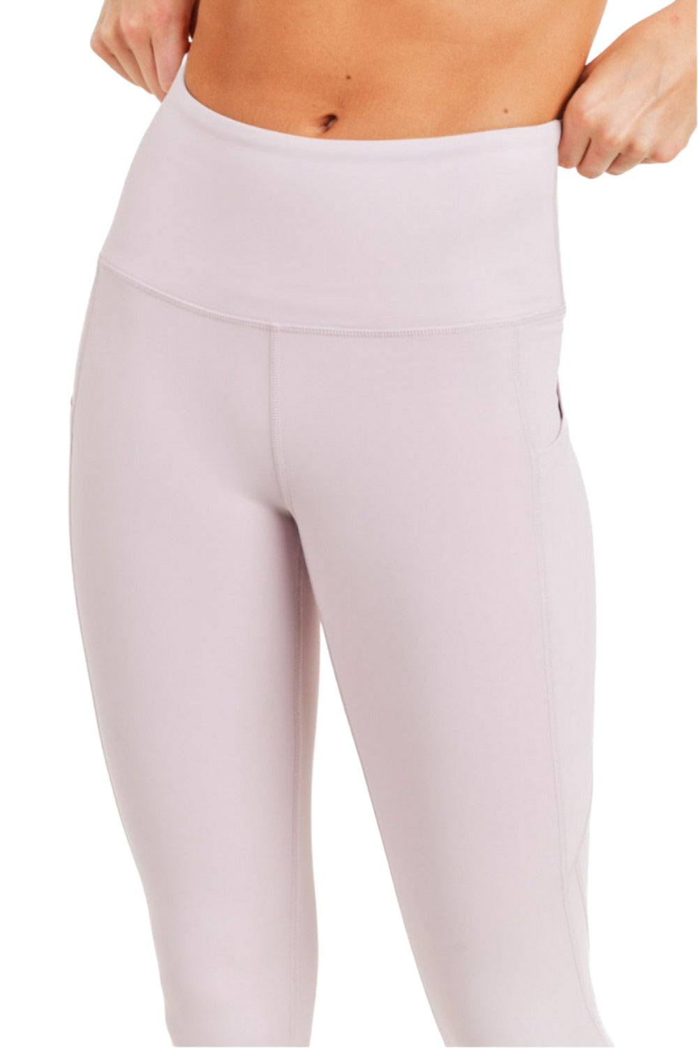 Mono B Essential High Waist Panel Leggings APH3121 And Plus - Light Pink - Rear View