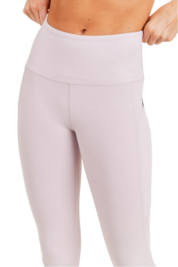 Mono B Essential High Waist Panel Leggings APH3121 And Plus - Light Pink - Rear View