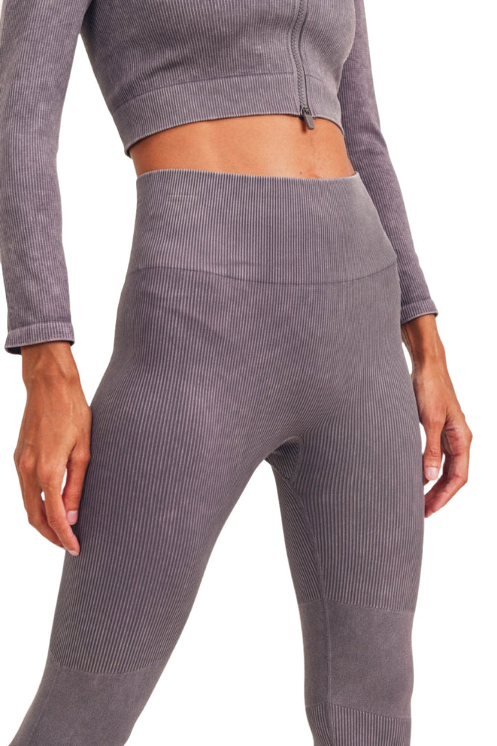 Mono B Ribbed Seamless Leggings APH3126 - Arcane - Front View