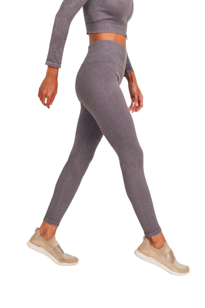 Mono B Ribbed Seamless Leggings APH3126 - Arcane - Side View