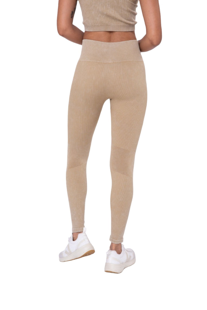 Mono B Ribbed Seamless Leggings APH3126 - Fennel Seed - Back View