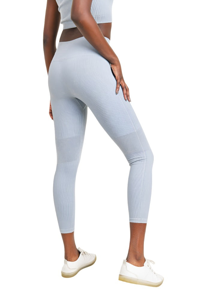 Mono B Ribbed Seamless Leggings APH3126 - Ocean 11 - Side View
