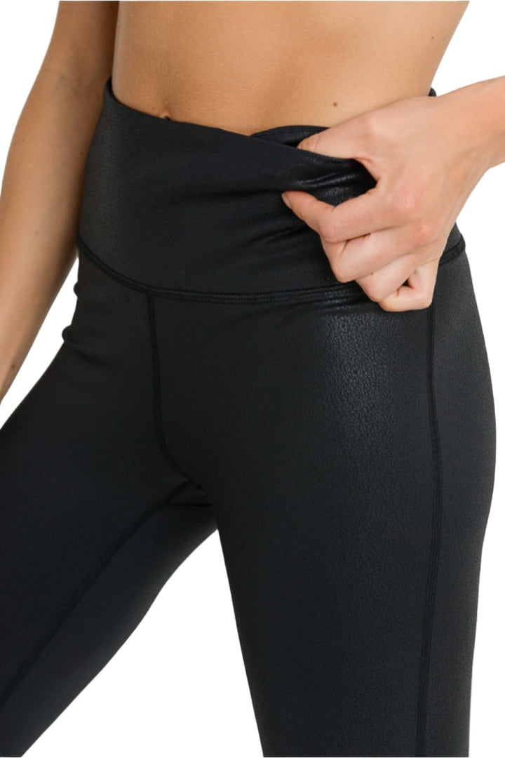 Mono B Foil High Waist Leggings APH6119 and Plus - Black Foil - Rear View