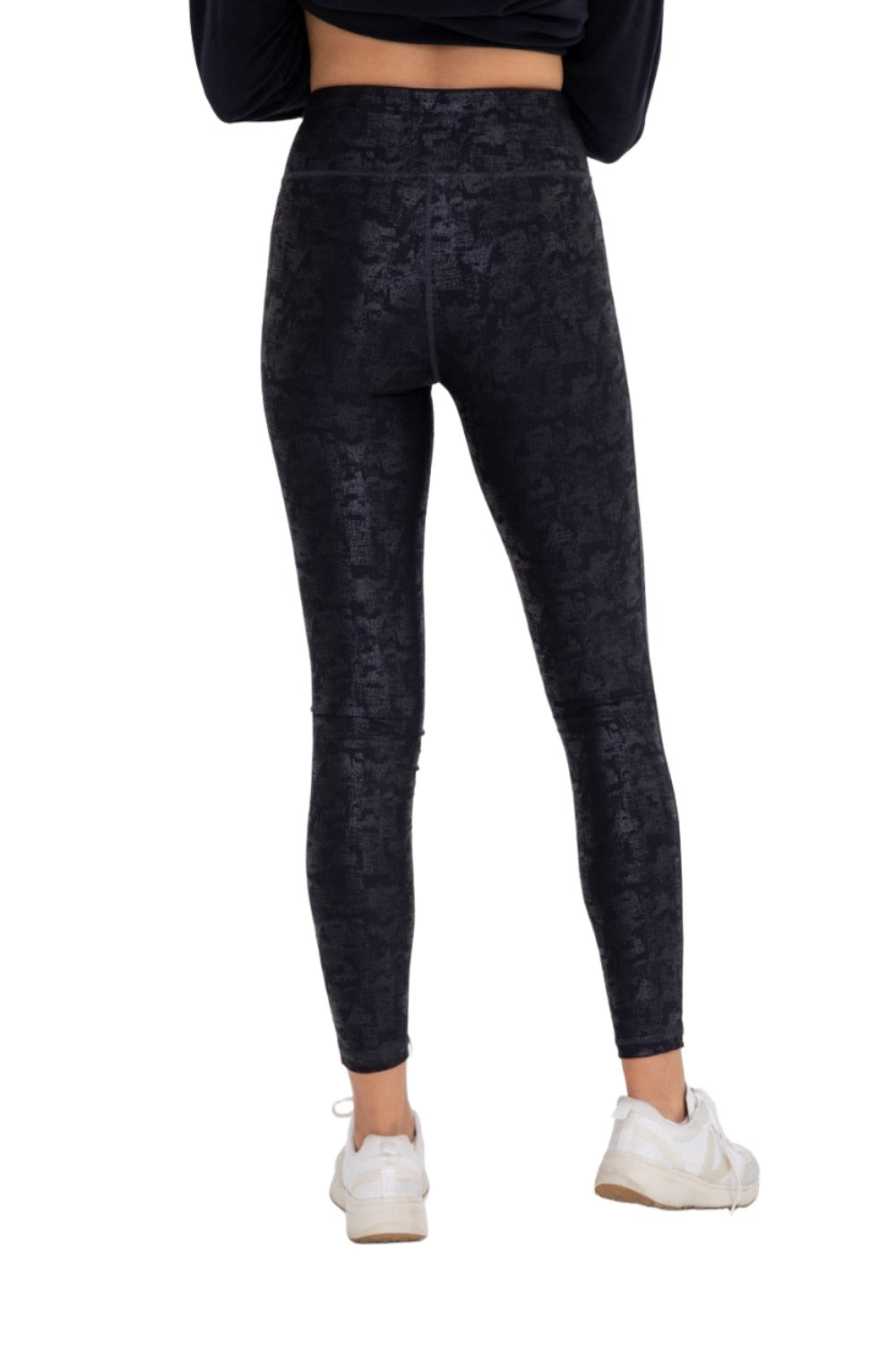Mono B High Waist Foil Leggings APH6220 Plus - Black Foil - Back View