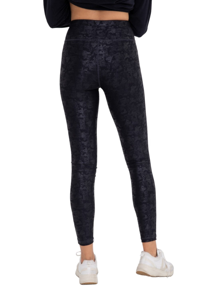 Mono B High Waist Foil Leggings APH6220 Plus - Black Foil - Back View
