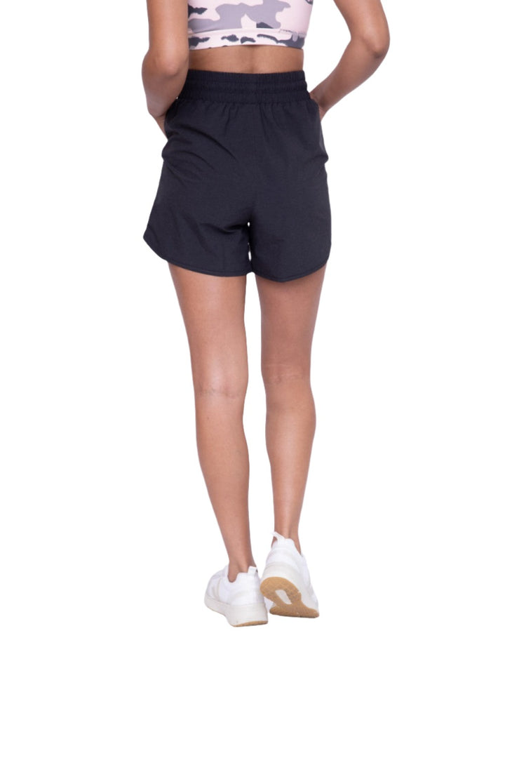 Mono B Side-Wave Active High Waist Shorts APH7017 - Black Melange - Back View