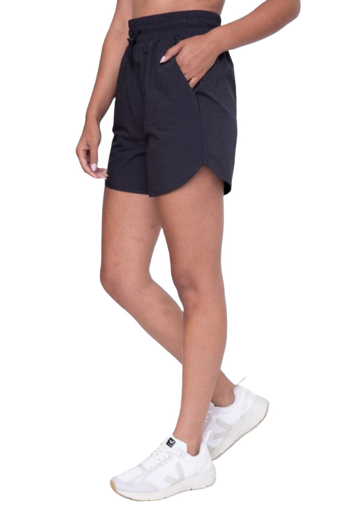 Mono B Side-Wave Active High Waist Shorts APH7017 - Black Melange - Side View
