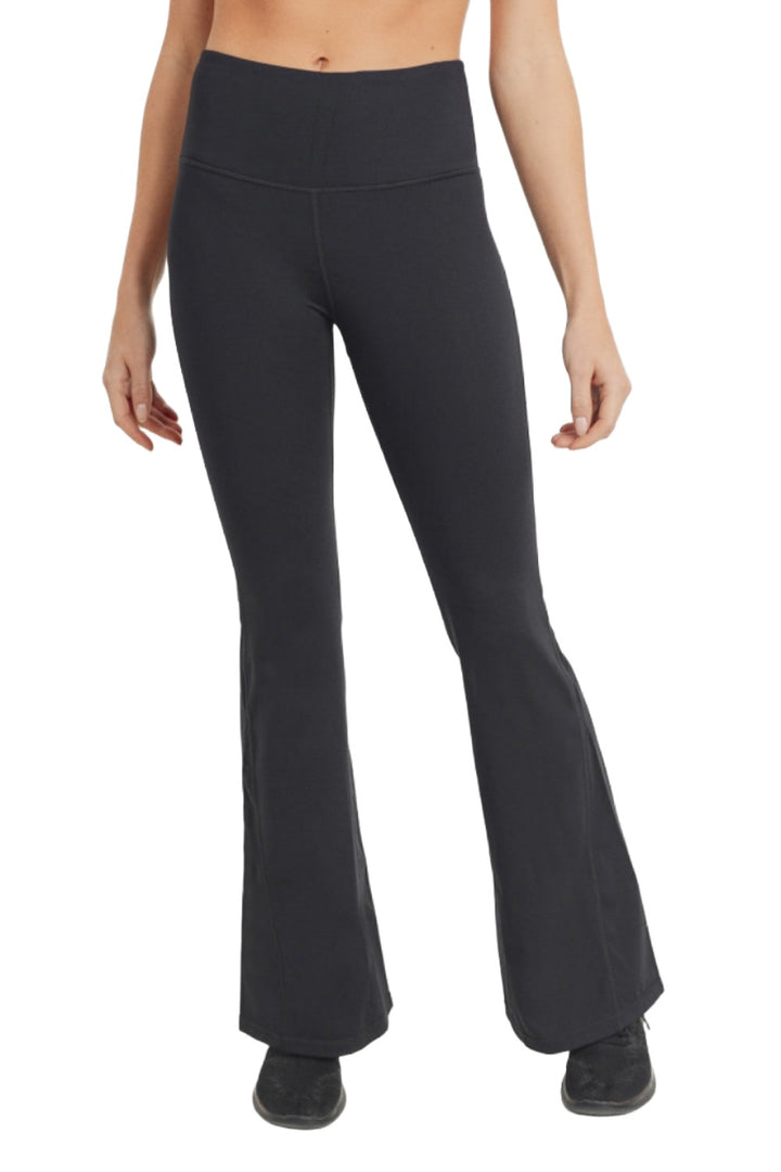 Mono B Lycra-Blend High-Waisted Flare Leggings APH8002 and Plus - Black - Front View