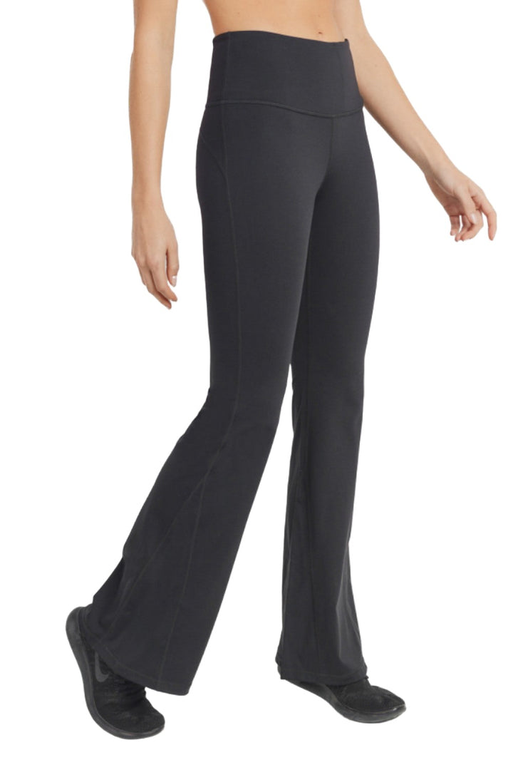 Mono B Lycra-Blend High-Waisted Flare Leggings APH8002 and Plus - Black - Side View