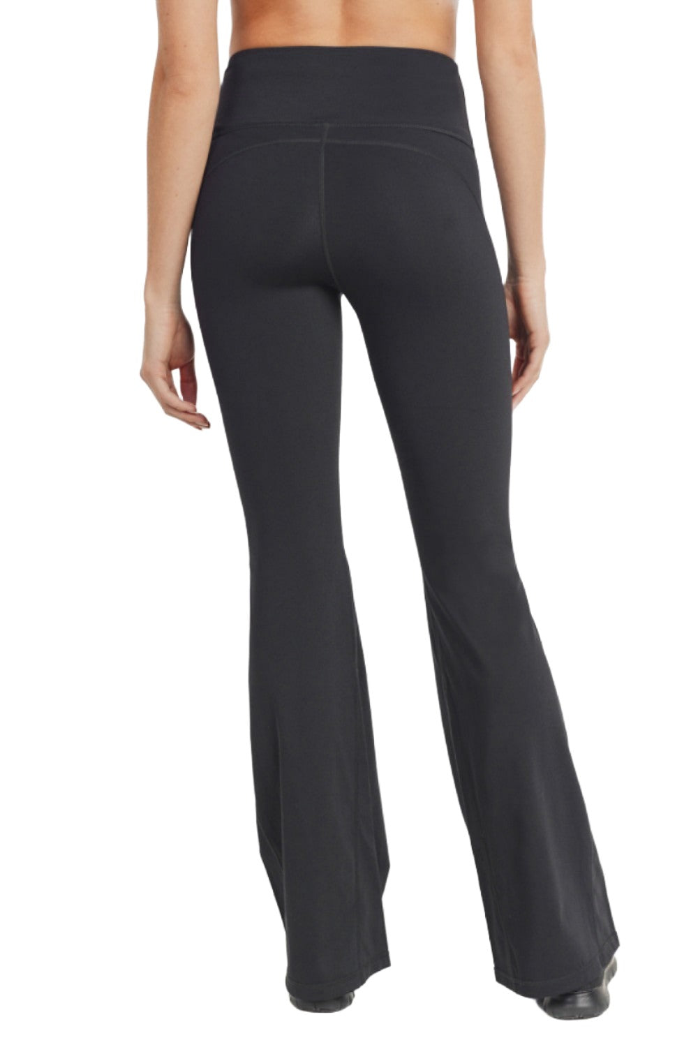 Mono B Lycra-Blend High-Waisted Flare Leggings APH8002 and Plus - Black - Back View