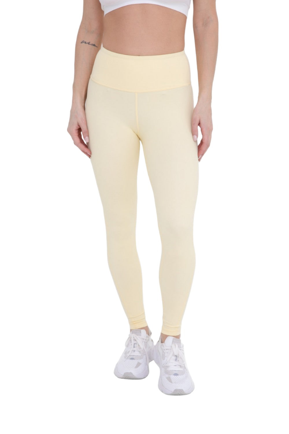 Mono B Essential Lycra-Blend Highwaist Leggings APH8007 - Lemonade - Front View