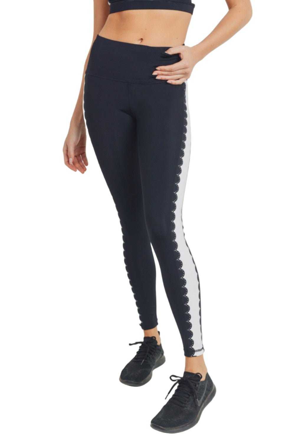 Mono B GREEN Art Deco Legging APH8009 - Black - Front View