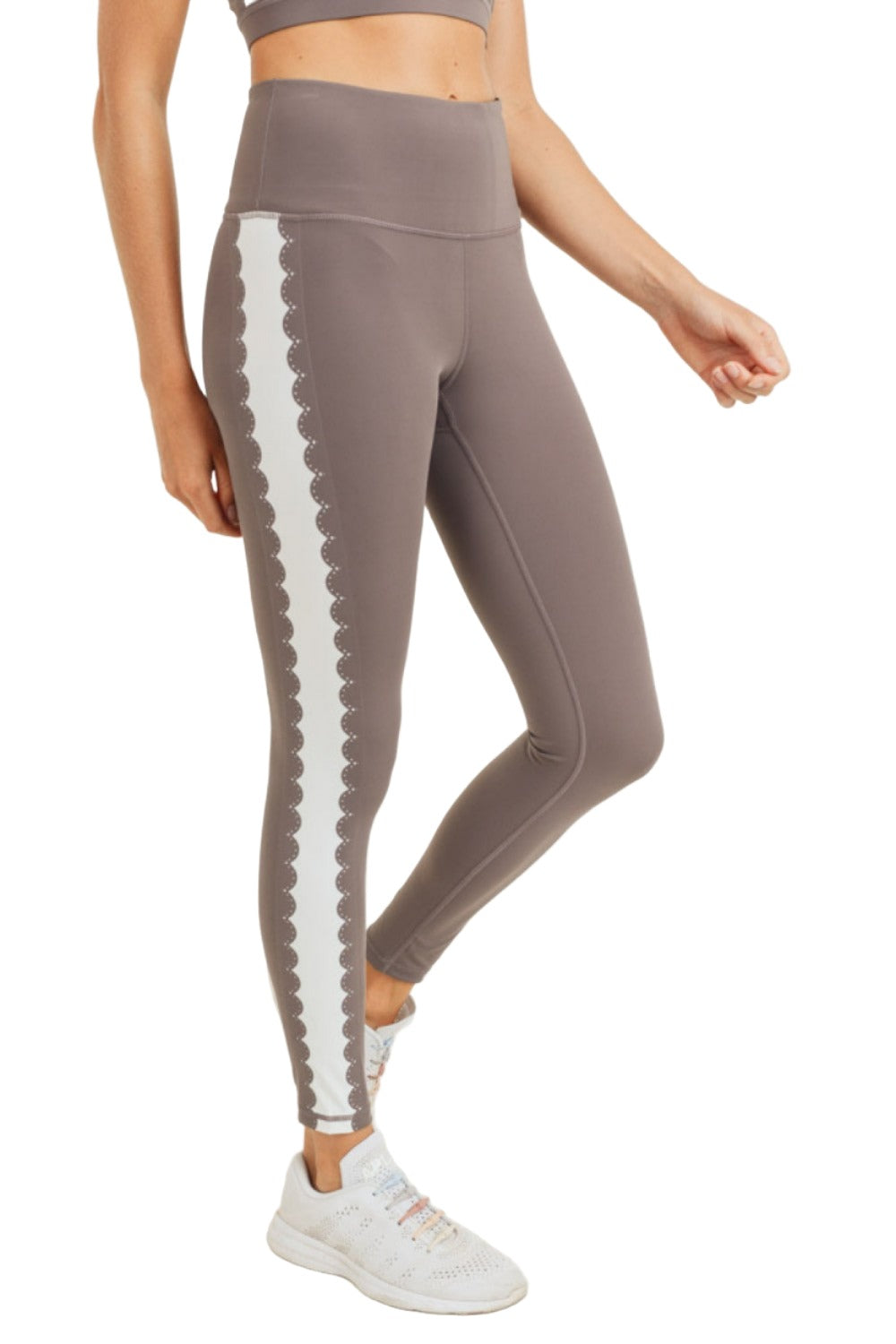 Mono B GREEN Art Deco Legging APH8009 - Peppercorn - Side View