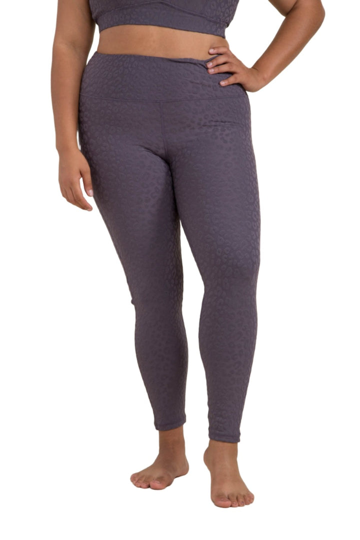 Mono B Leopard Jacquard High-Waist Leggings APH8029and Plus - Arcane - Front View