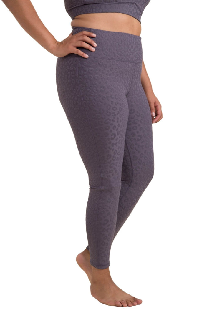 Mono B Leopard Jacquard High-Waist Leggings APH8029and Plus - Arcane - Side View