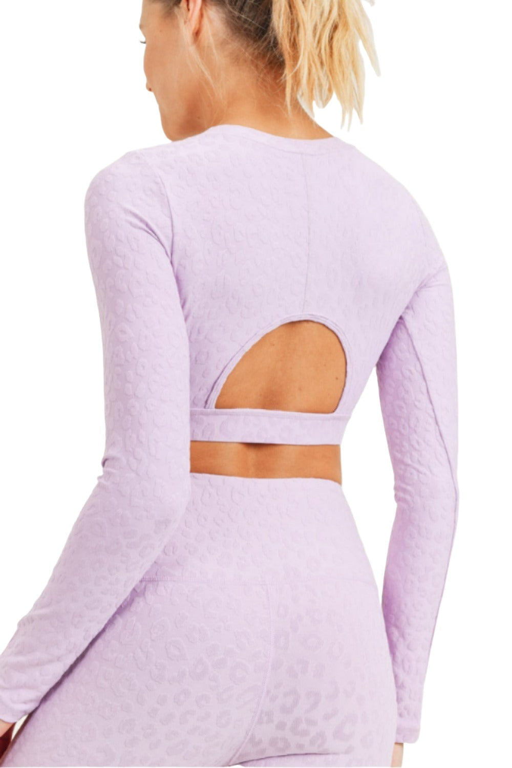 Mono B Leopard Jacquard Bermuda Shorts APH8030 - Periwinkle - Back View