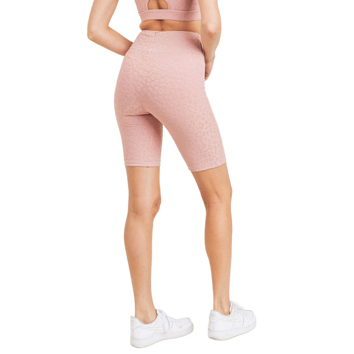 Mono B Leopard Jacquard Bermuda Shorts APH8030 - Dusty Pink - Back View