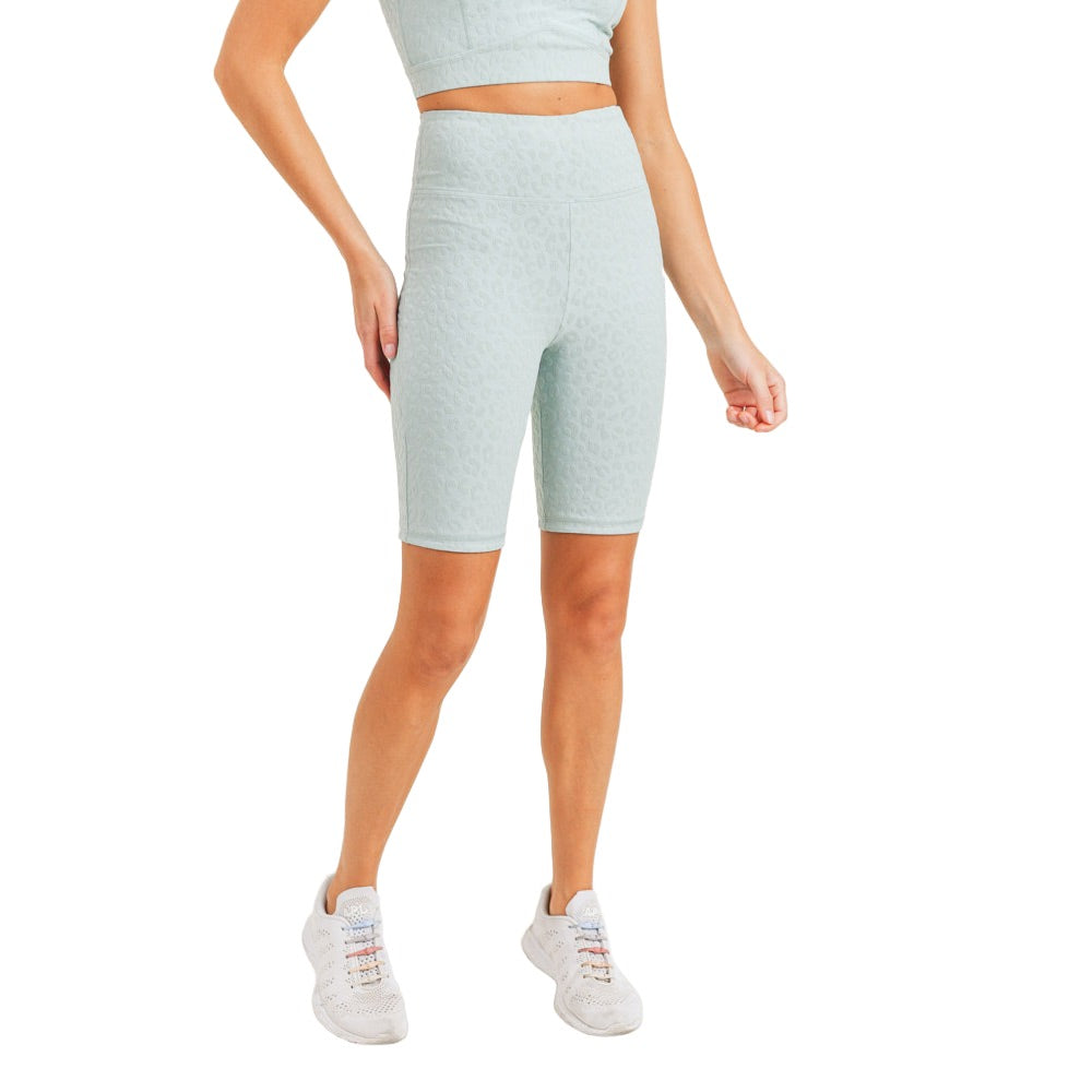 Mono B Leopard Jacquard Bermuda Shorts APH8030 - Surf Spray - Front View