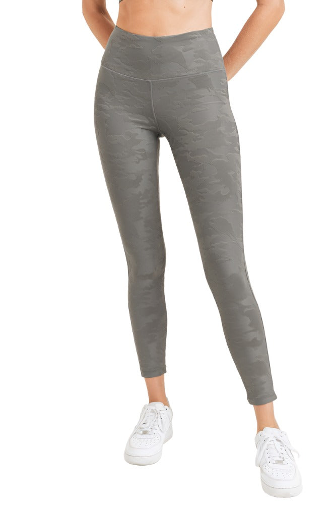 Mono B Camo Jacquard TACTEL® Leggings APH8032 - Gunmetal - Front View