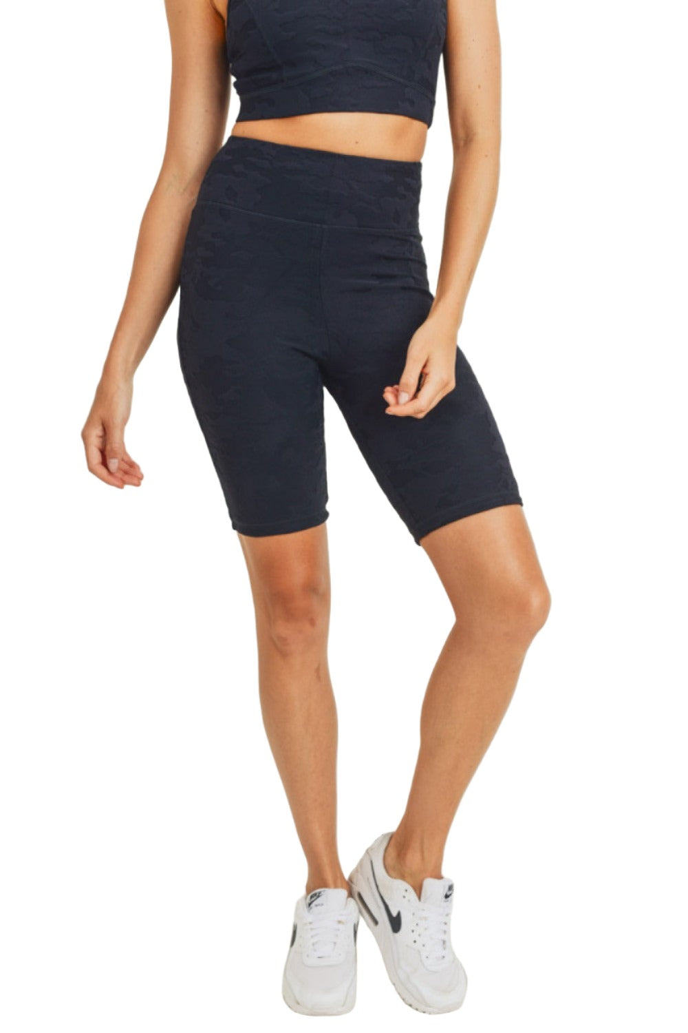 Mono B Camo Jacquard Bermuda Shorts APH8033 - Black - Front View