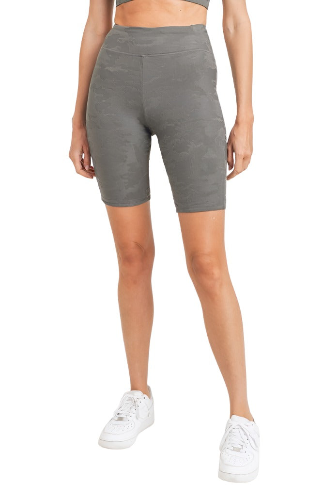 Mono B Camo Jacquard Bermuda Shorts APH8033 - Gun Metal - Front View