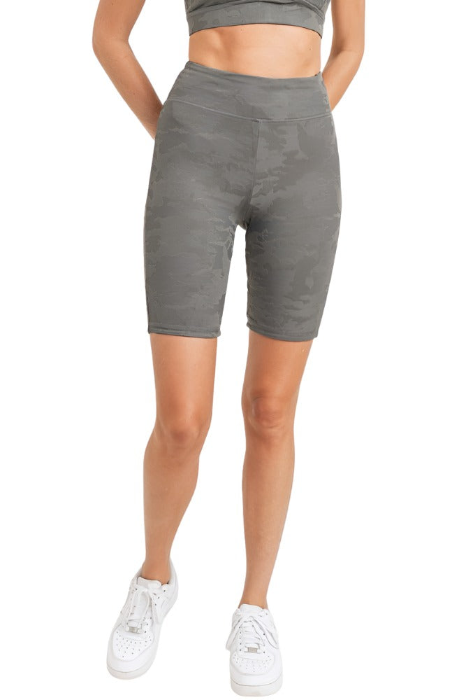 Mono B Camo Jacquard Bermuda Shorts APH8033 - Gun Metal - Front View