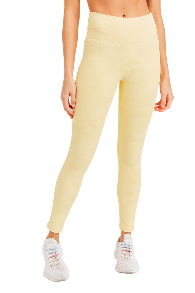 Mono B Camo Jacquard TACTEL® Leggings APH8032 - Lemonade - Front View