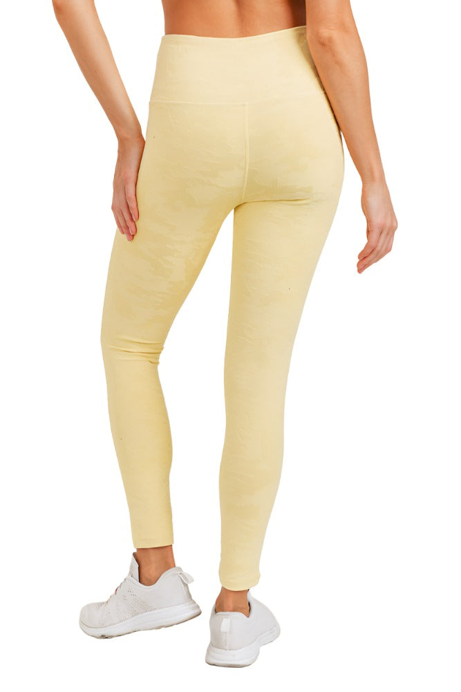 Mono B Camo Jacquard TACTEL® Leggings APH8032 - Lemonade - Back View