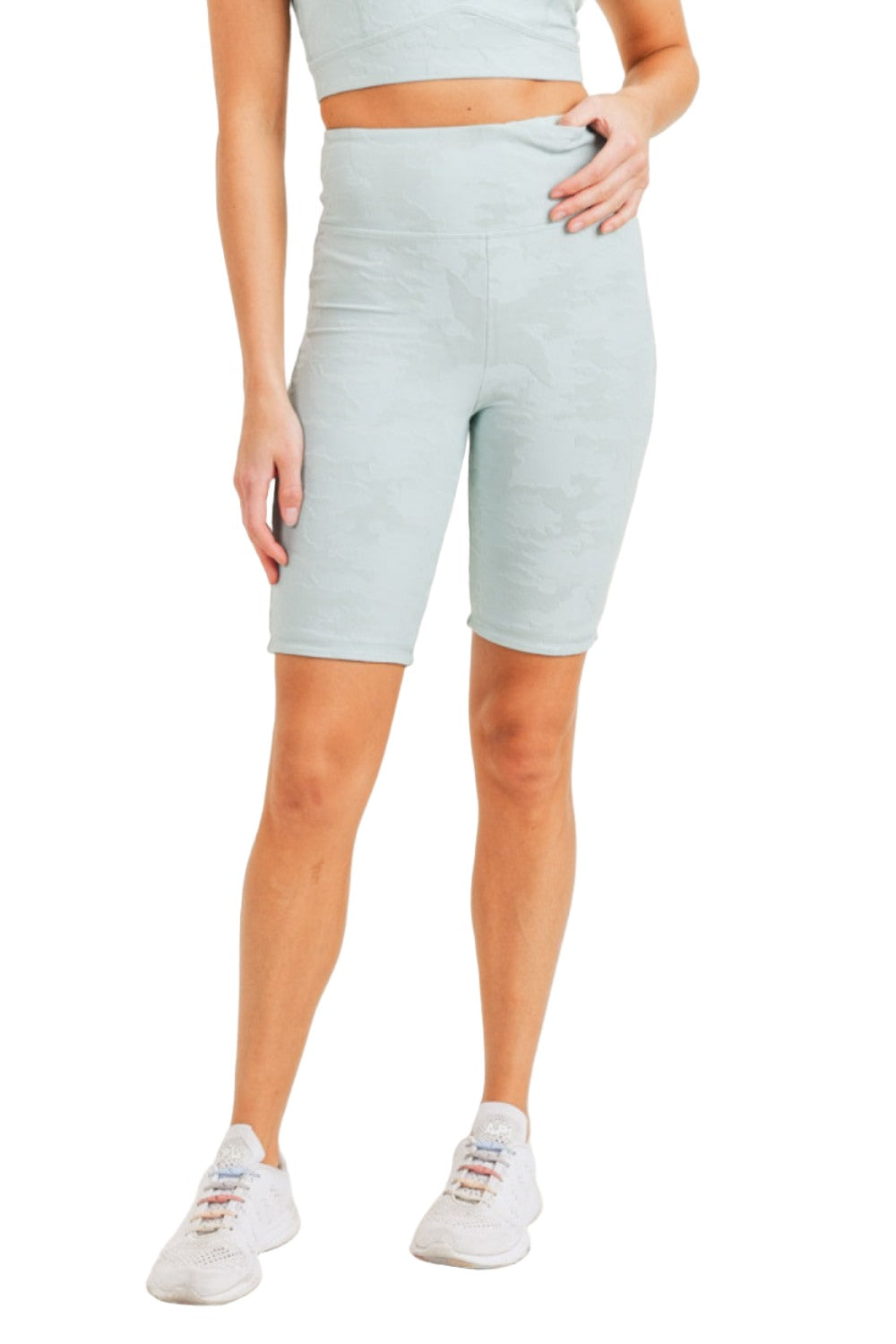 Mono B Camo Jacquard Bermuda Shorts APH8033 - Surf Spray - Front View