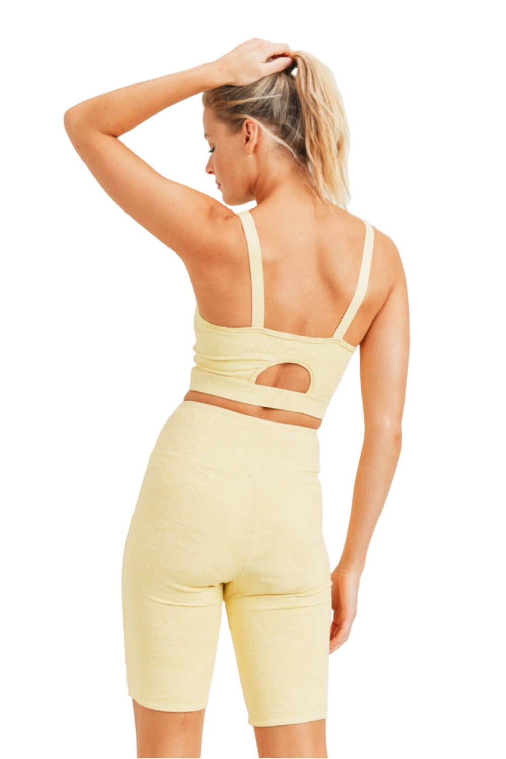 Mono B Camo Jacquard Bermuda Shorts APH8033 - Lemonade - Back View