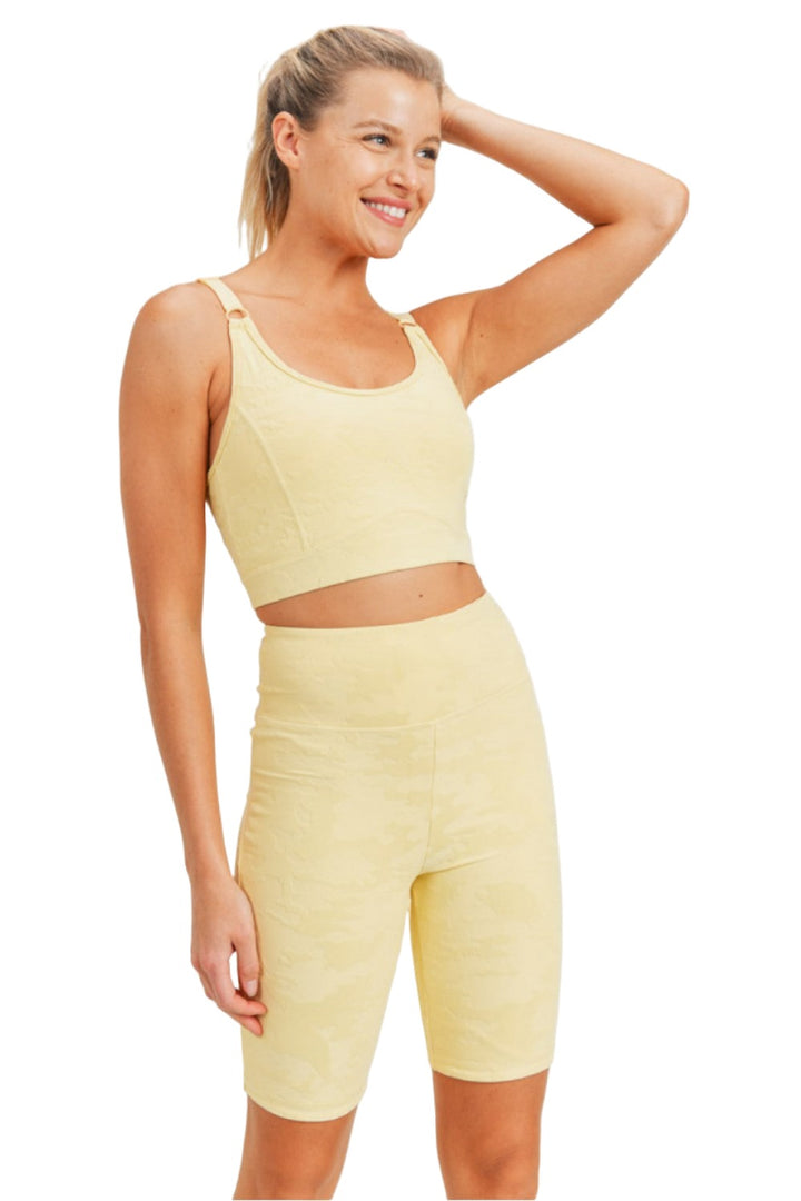 Mono B Camo Jacquard Bermuda Shorts APH8033 - Lemonade - Front View