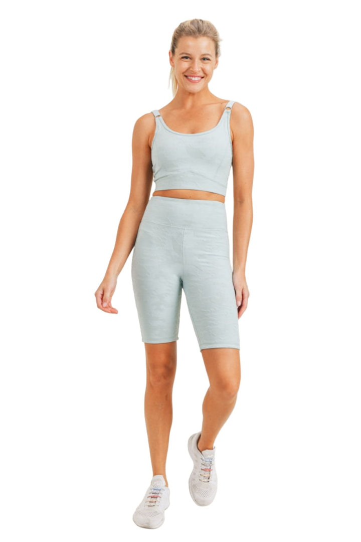 Mono B Camo Jacquard TACTEL® Sports Bra AT8034 - Surfspray - Front Full View