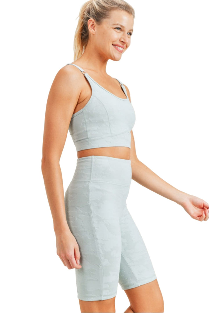 Mono B Camo Jacquard TACTEL® Sports Bra AT8034 - Surfspray - Side View