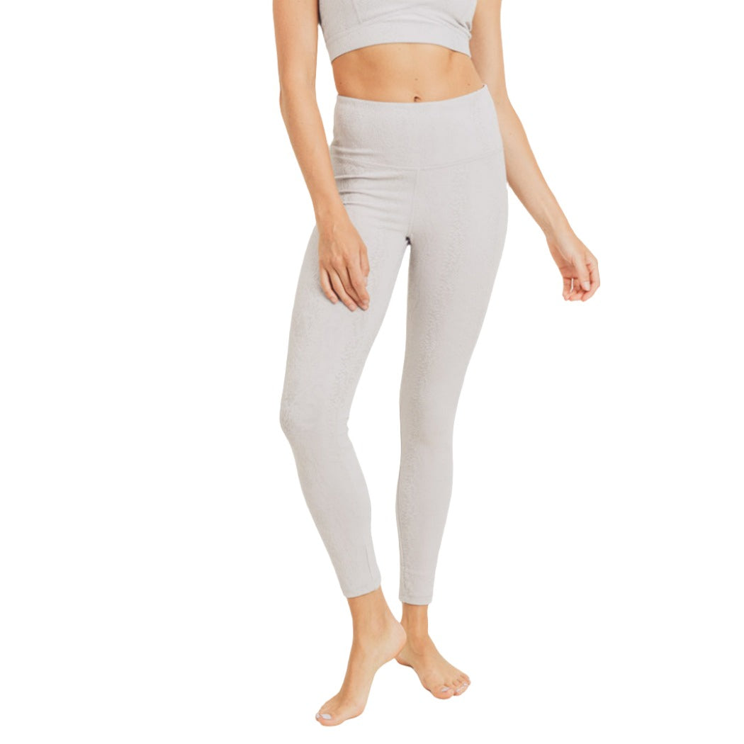 Mono B Snake Texture Leggings APH8035 - Grey 20 - Front View