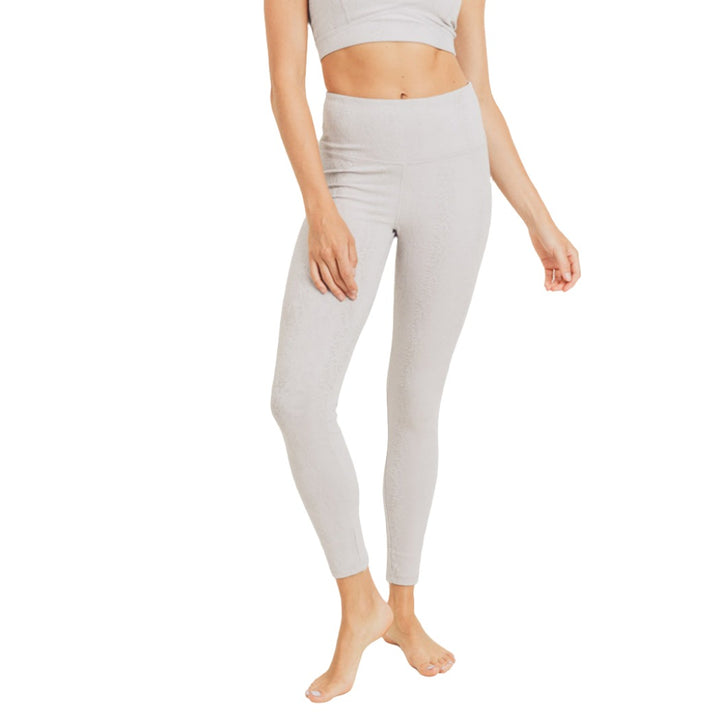Mono B Snake Texture Leggings APH8035 - Grey 20 - Front View