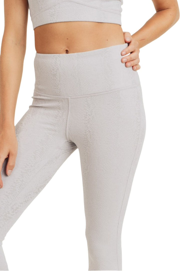 Mono B Textured Snake Jacquard High Waist Capri APH8037 - Grey 20 - Front Rear View