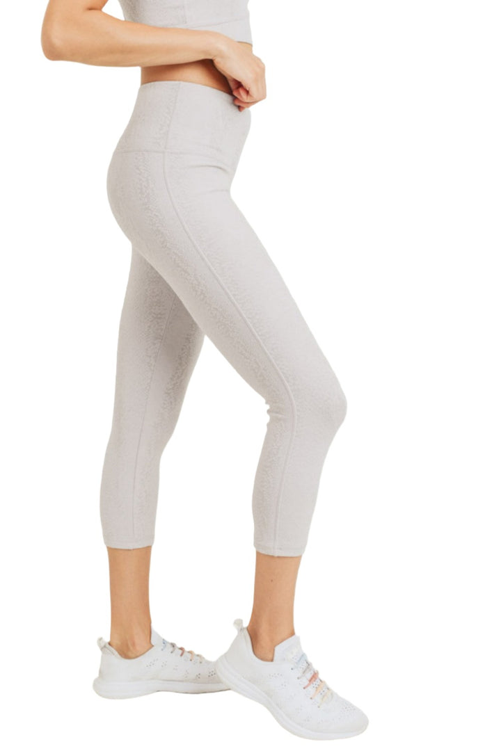 Mono B Textured Snake Jacquard High Waist Capri APH8037 - Grey 20 - Side View