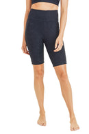 Textured Giraffe Print TACTEL® Highwaist Biker Shorts APH8039 - Black - Front View