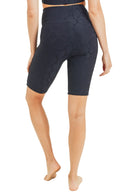 Textured Giraffe Print TACTEL® Highwaist Biker Shorts APH8039 - Black - Back View