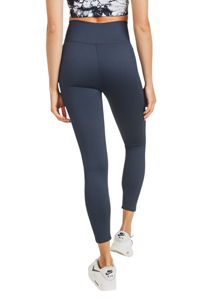 Mono B Ribbed Seamless Legging APH8063 - Dark Navy - Back View