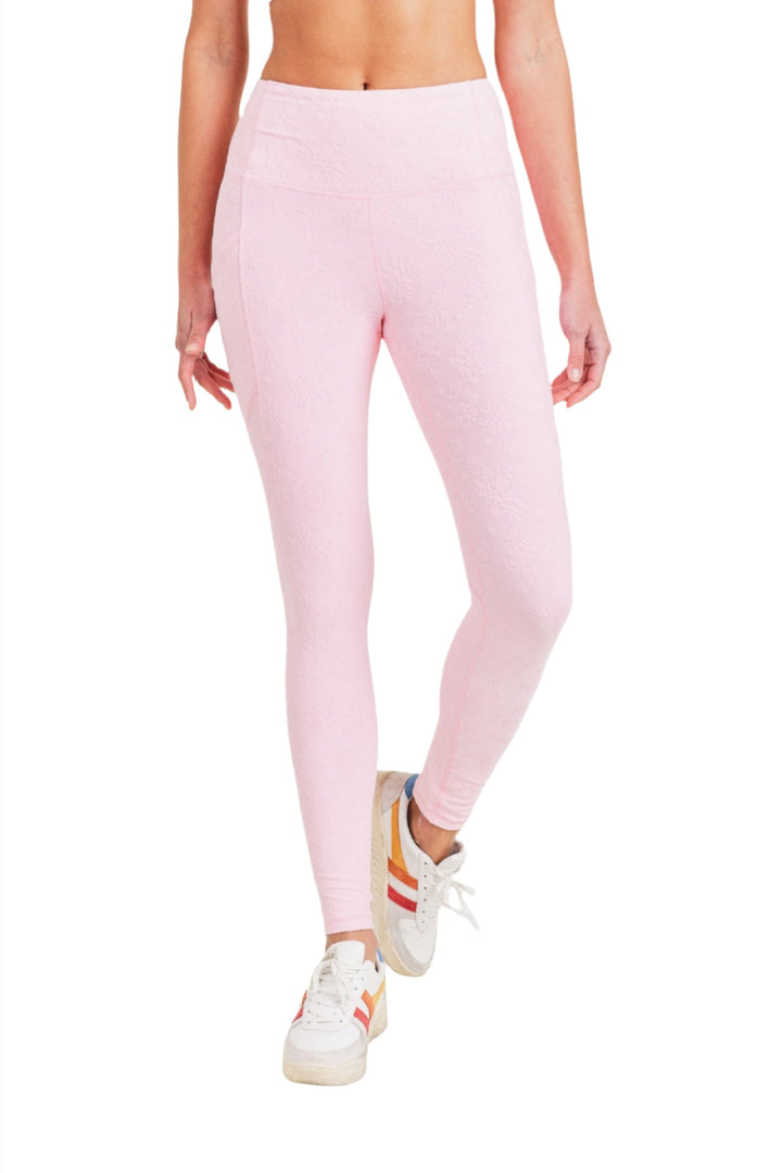 Mono B Textured Florette Jacquard TACTEL® Legging APH8070 - Ballet Pink - Front View
