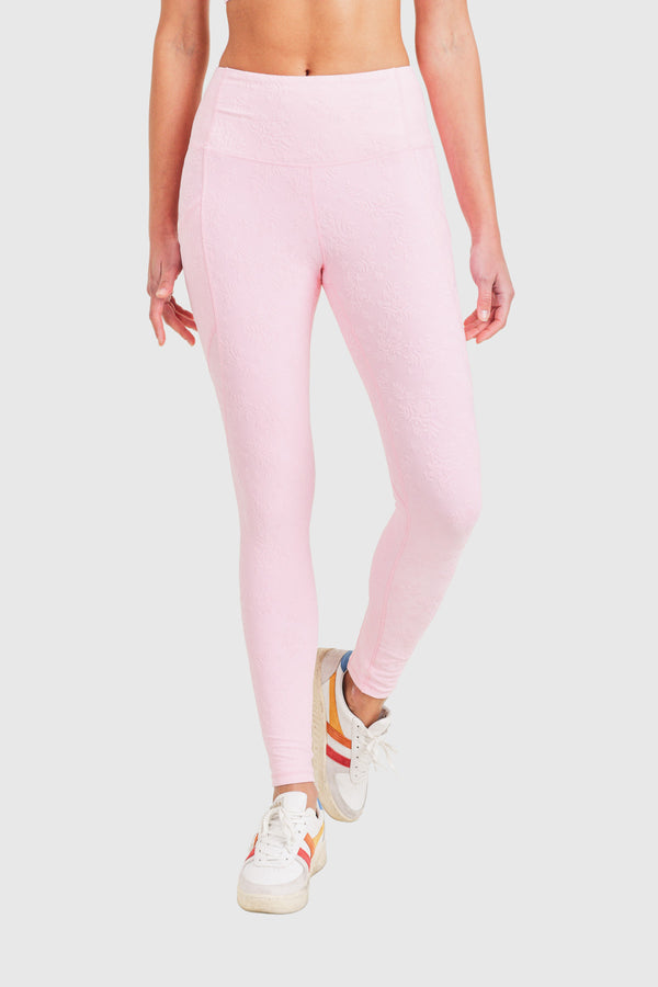 Mono B Textured Florette Jacquard TACTEL® Legging APH8070 - Ballet Pink - Front View