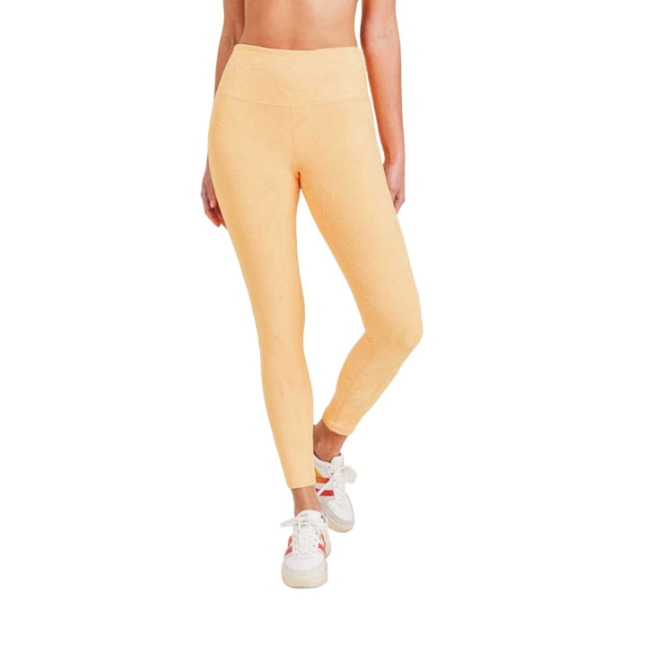 Mono B Jacquard Floral High-Waisted Leggings APH8073 - Champagne - Front View