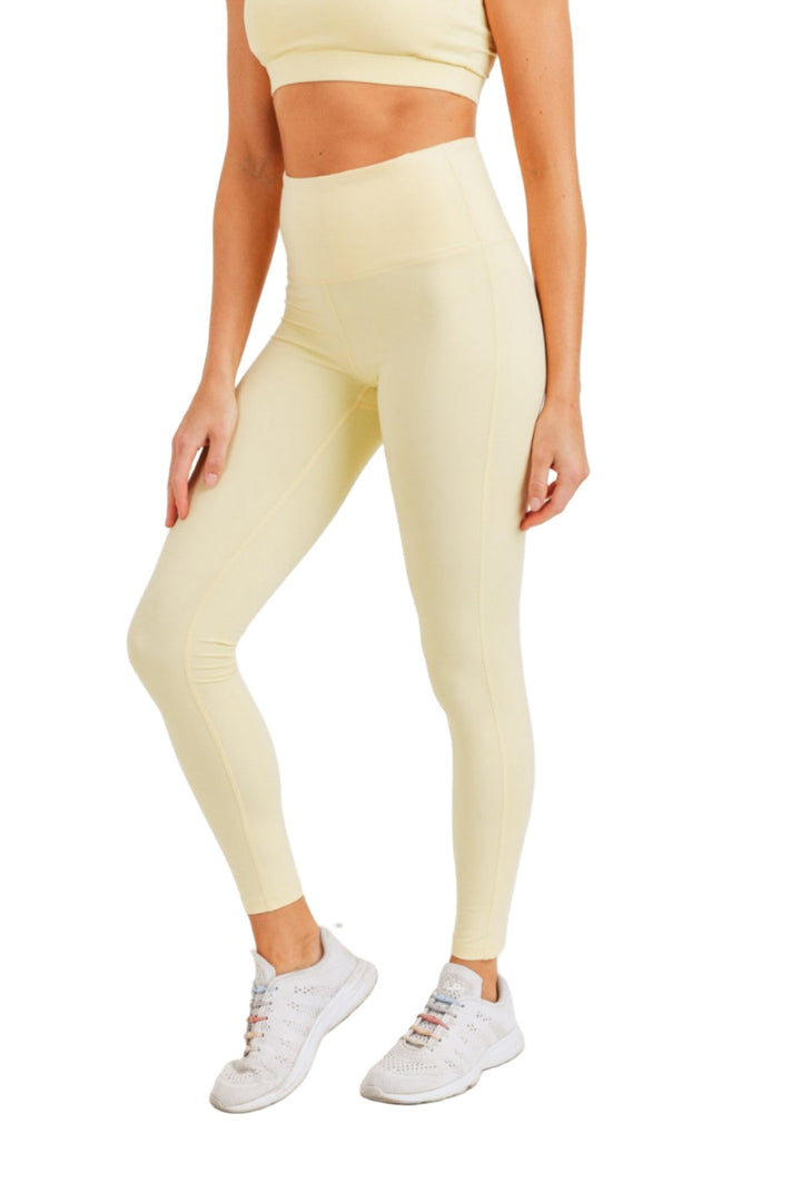 Mono B Essential Sweetheart High Waist Leggings APH8083 - Lemonade - Side View