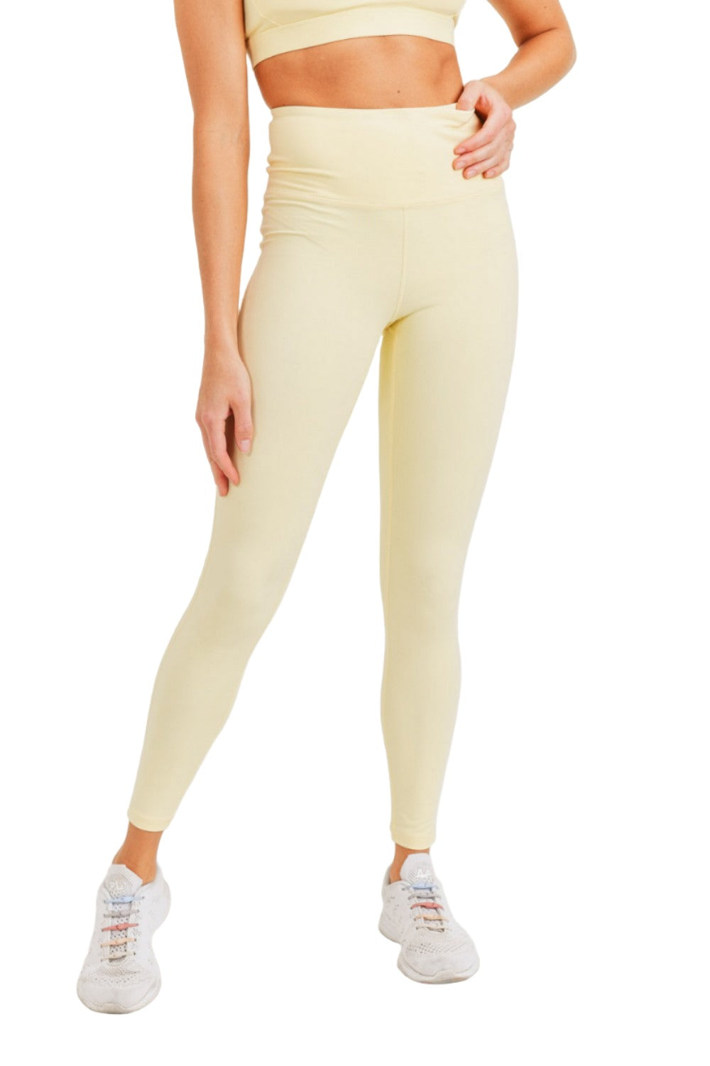Mono B Essential Sweetheart High Waist Leggings APH8083 - Lemonade - Front View