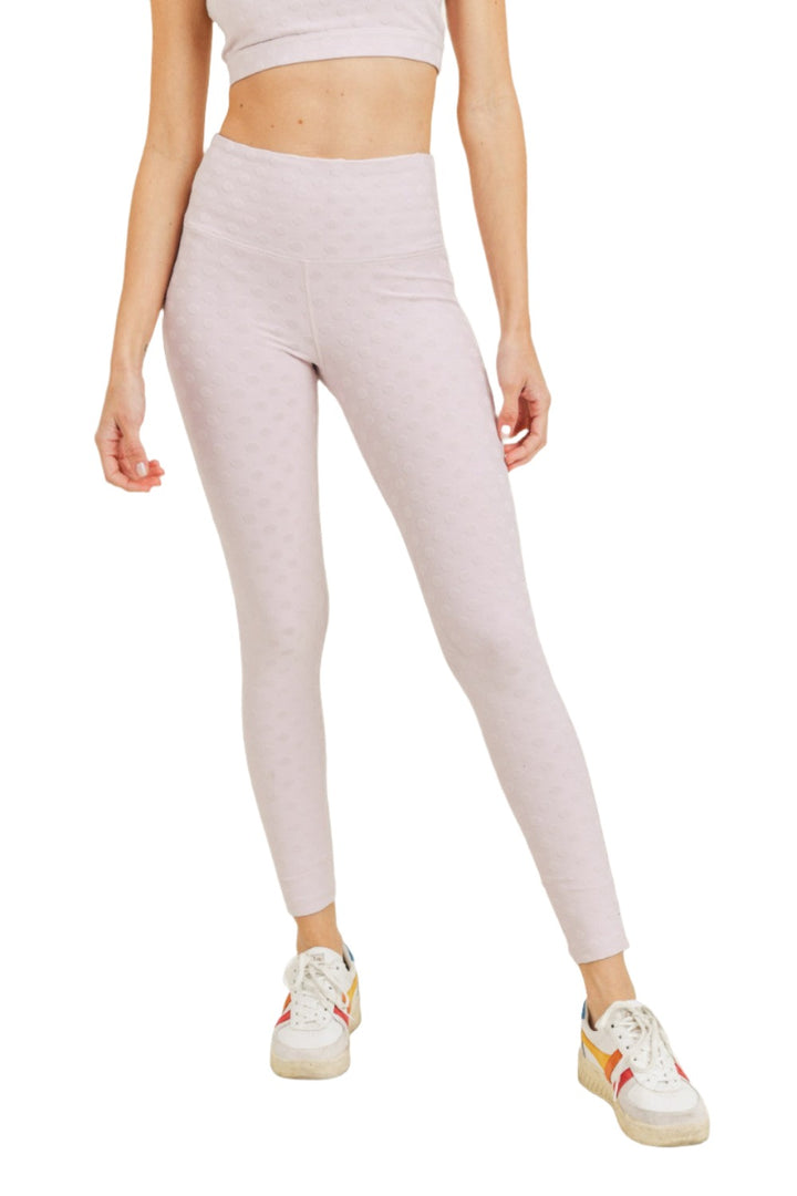 Mono B Textured Polka dot Jacquard TACTEL® High Waist Leggings APH8088 - Light Pink - Front View