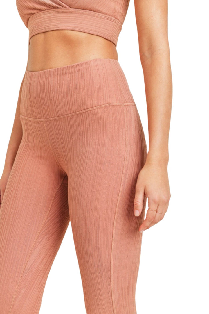 Textured Lines Jacquard High Waist Leggings APH8090 - Hazel - Side Rear View