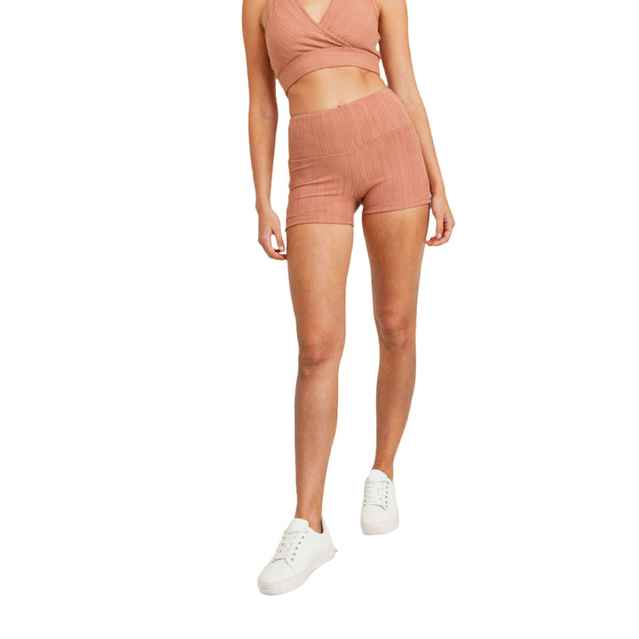 Mono B Ribbed Seamless Mid Length Shorts APH8100 - Hazel - Front View